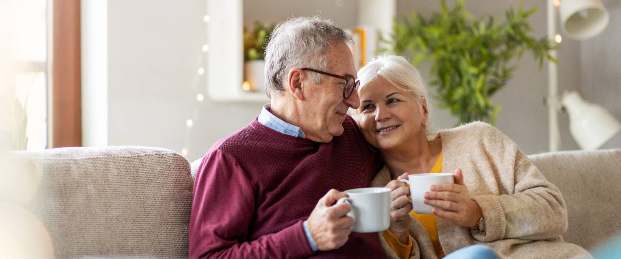 senior couple enjoying their space in their senior apartment