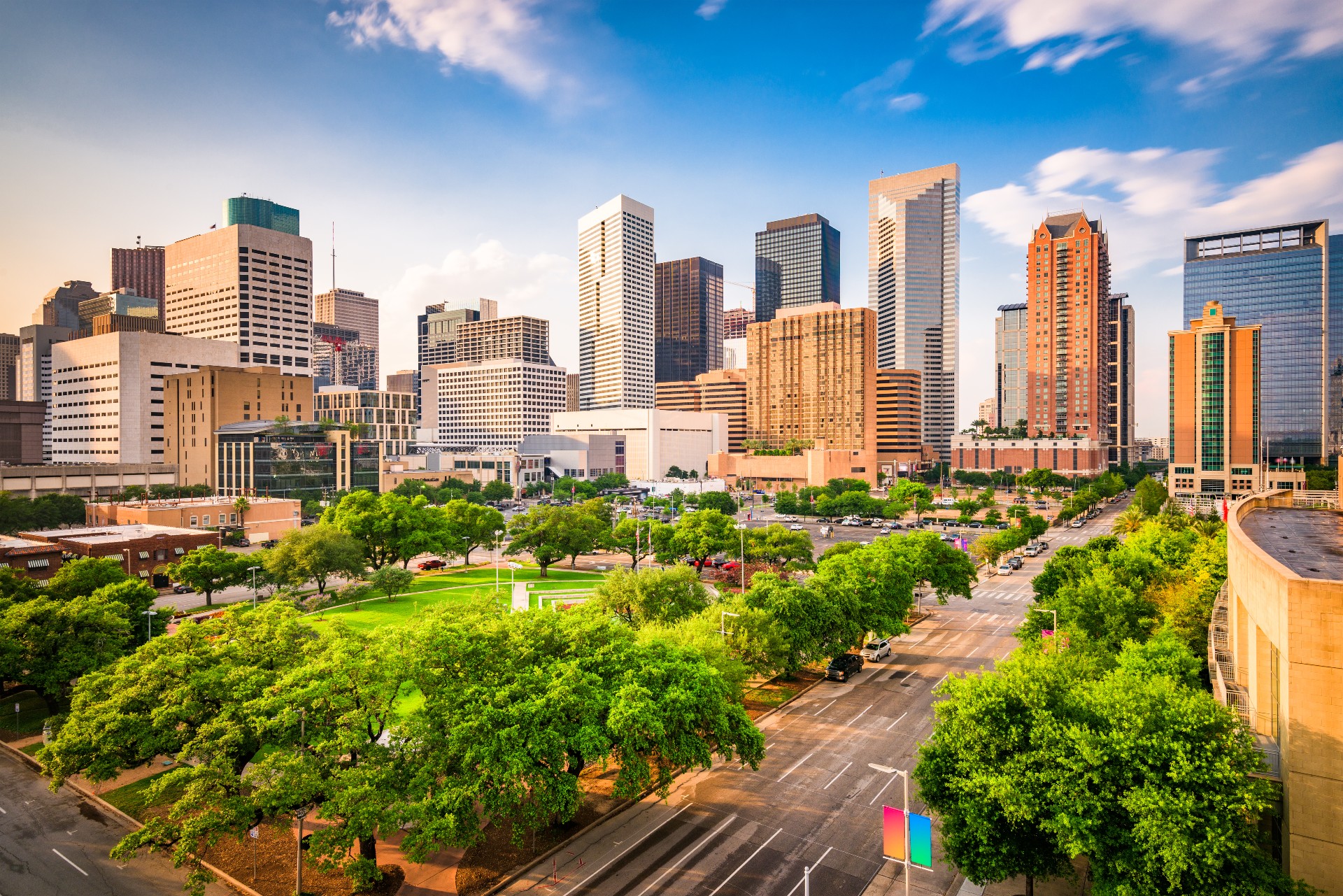 Houston Texas skyline on a sunny day